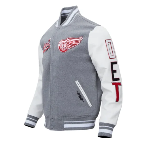 Alternative view of Detroit Red Wings Script Tail Wool & Leather Varsity Jacket
