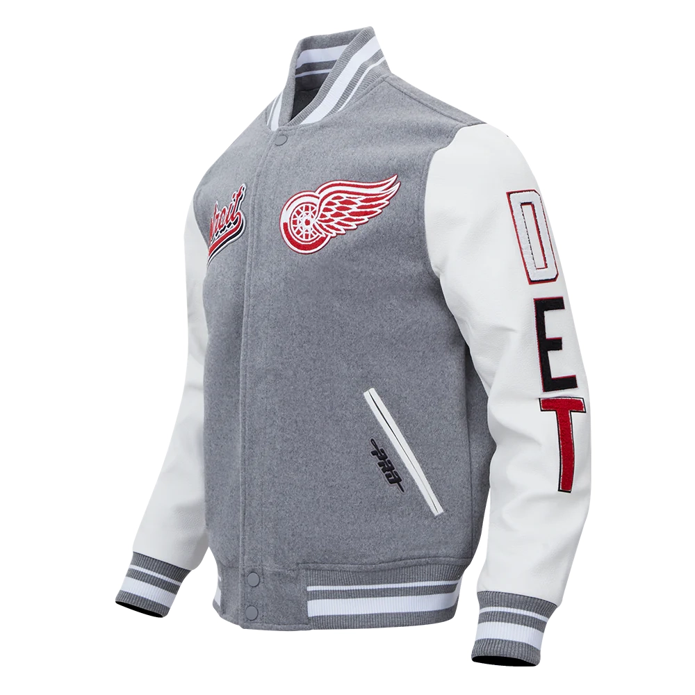 Detroit Red Wings Script Tail Wool & Leather Varsity Jacket - Image 2