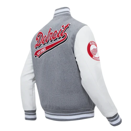 Detroit Red Wings Script Tail Wool & Leather Varsity Jacket - Image 3