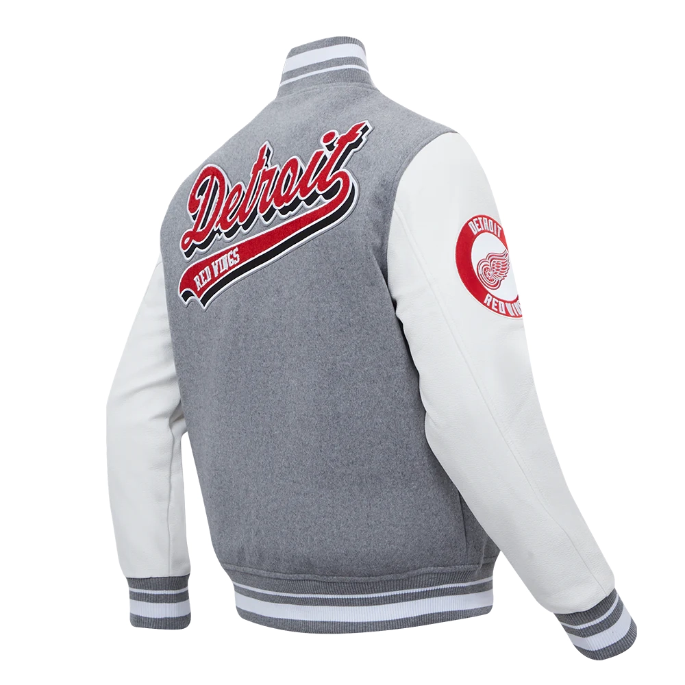 Detroit Red Wings Script Tail Wool & Leather Varsity Jacket - Image 3