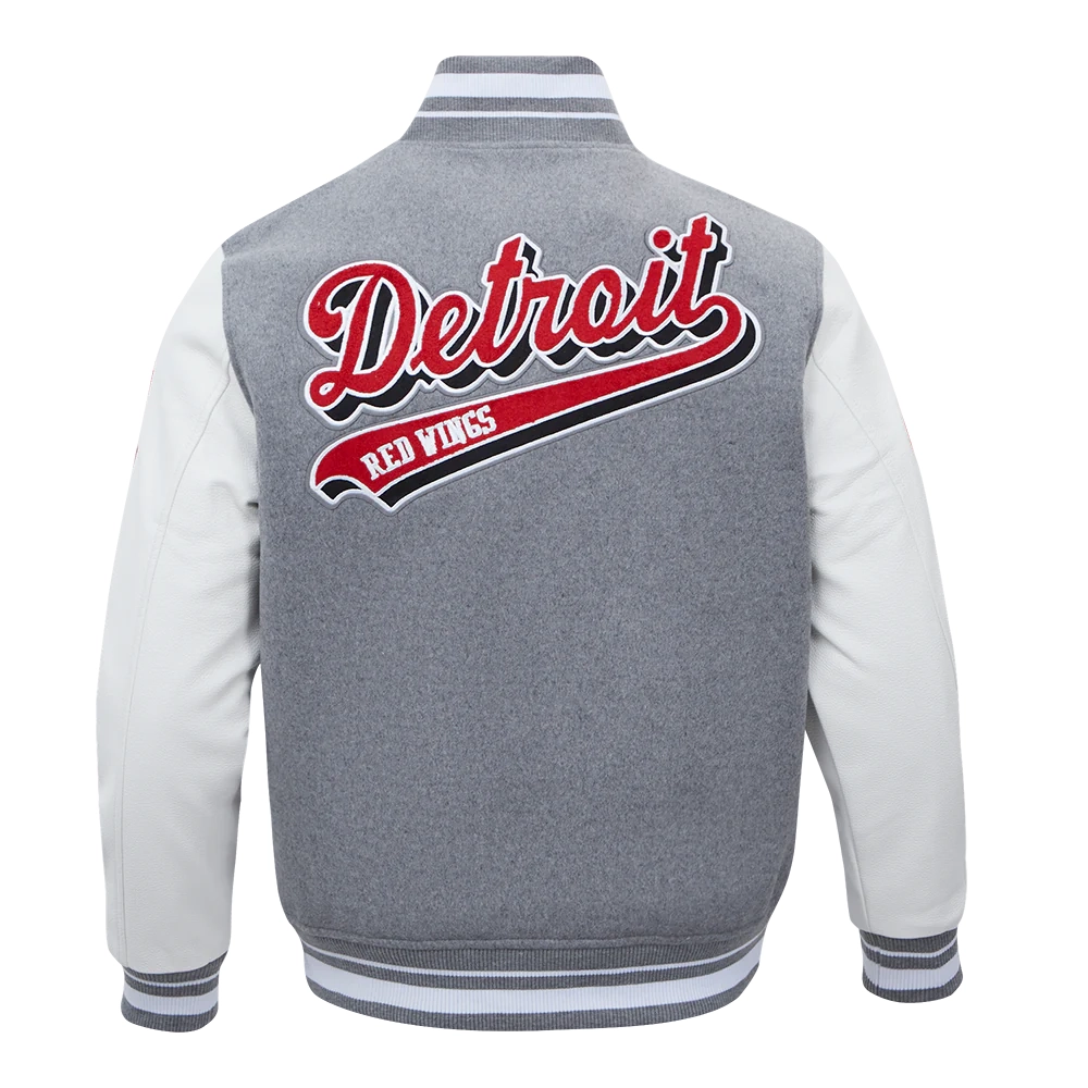 Detroit Red Wings Script Tail Wool & Leather Varsity Jacket - Image 4