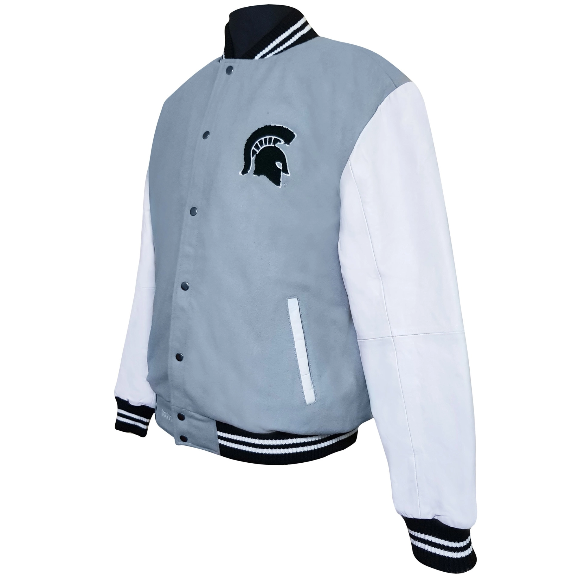 Michigan State Spartans Graduate Gray/White Full-Snap Varsity Jacket