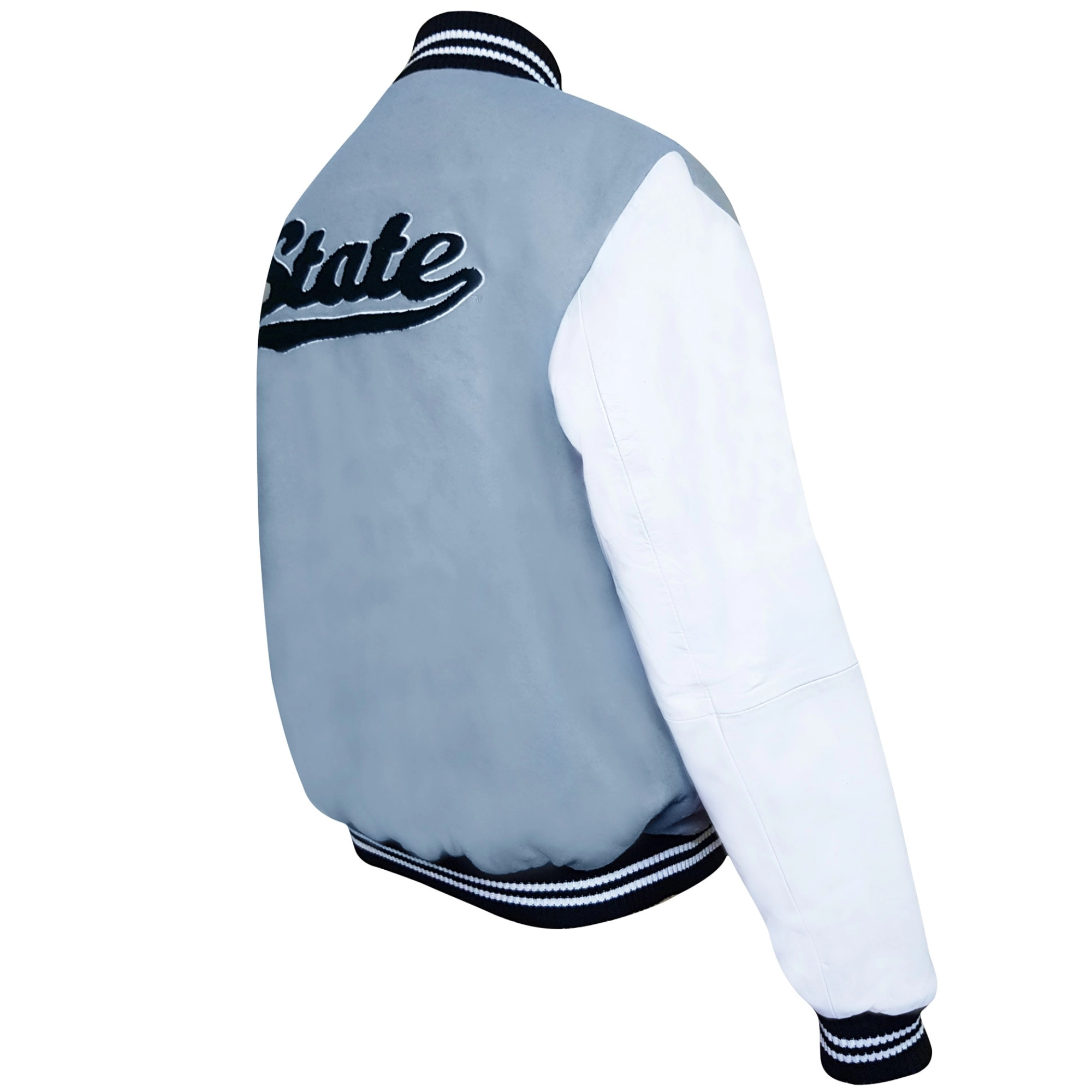 Michigan State Spartans Graduate Gray/White Full-Snap Varsity Jacket - Image 2