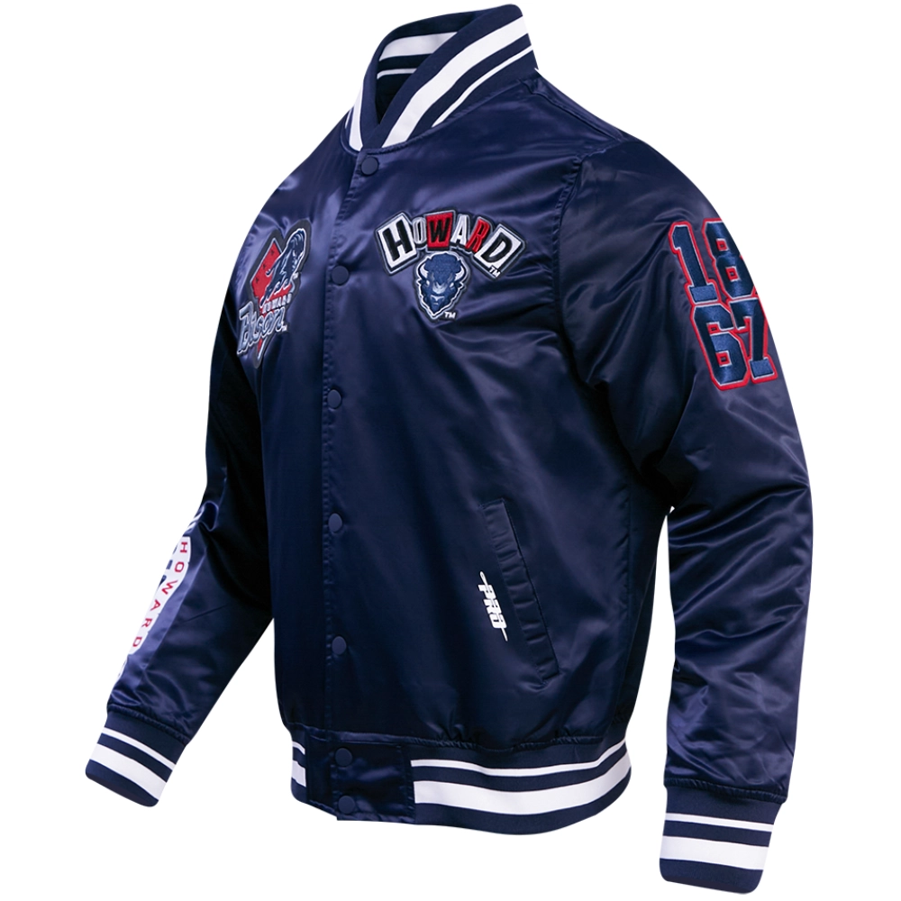 Grambling State Tigers Homecoming Rib Knitted Satin Varsity Navy Jacket - Image 3