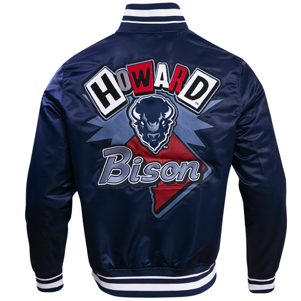 Grambling State Tigers Homecoming Rib Knitted Satin Varsity Navy Jacket - Image 2