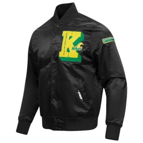 Alternative view of Kentucky State Thorobreds Classic Black Satin Varsity Jacket