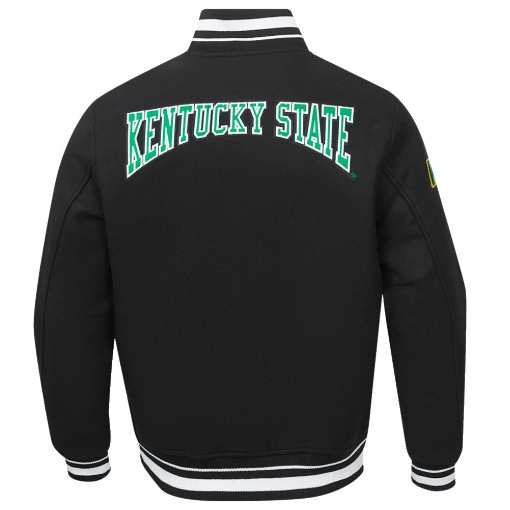 Kentucky State Thorobreds Crest Emblem Rib Black Wool Varsity Jacket - Image 4
