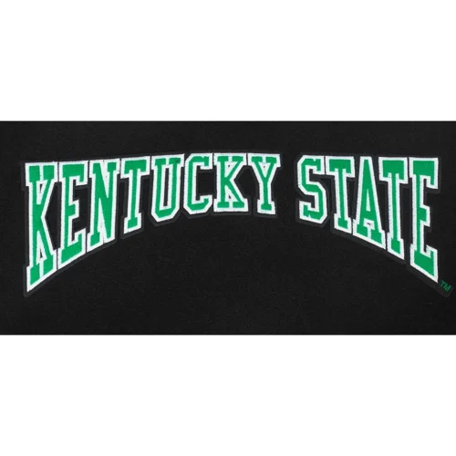 Kentucky State Thorobreds Crest Emblem Rib Black Wool Varsity Jacket - Image 9