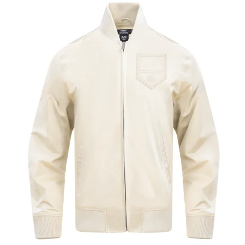 Los Angeles Kings Neutral Twill Cream Satin Varsity Jacket