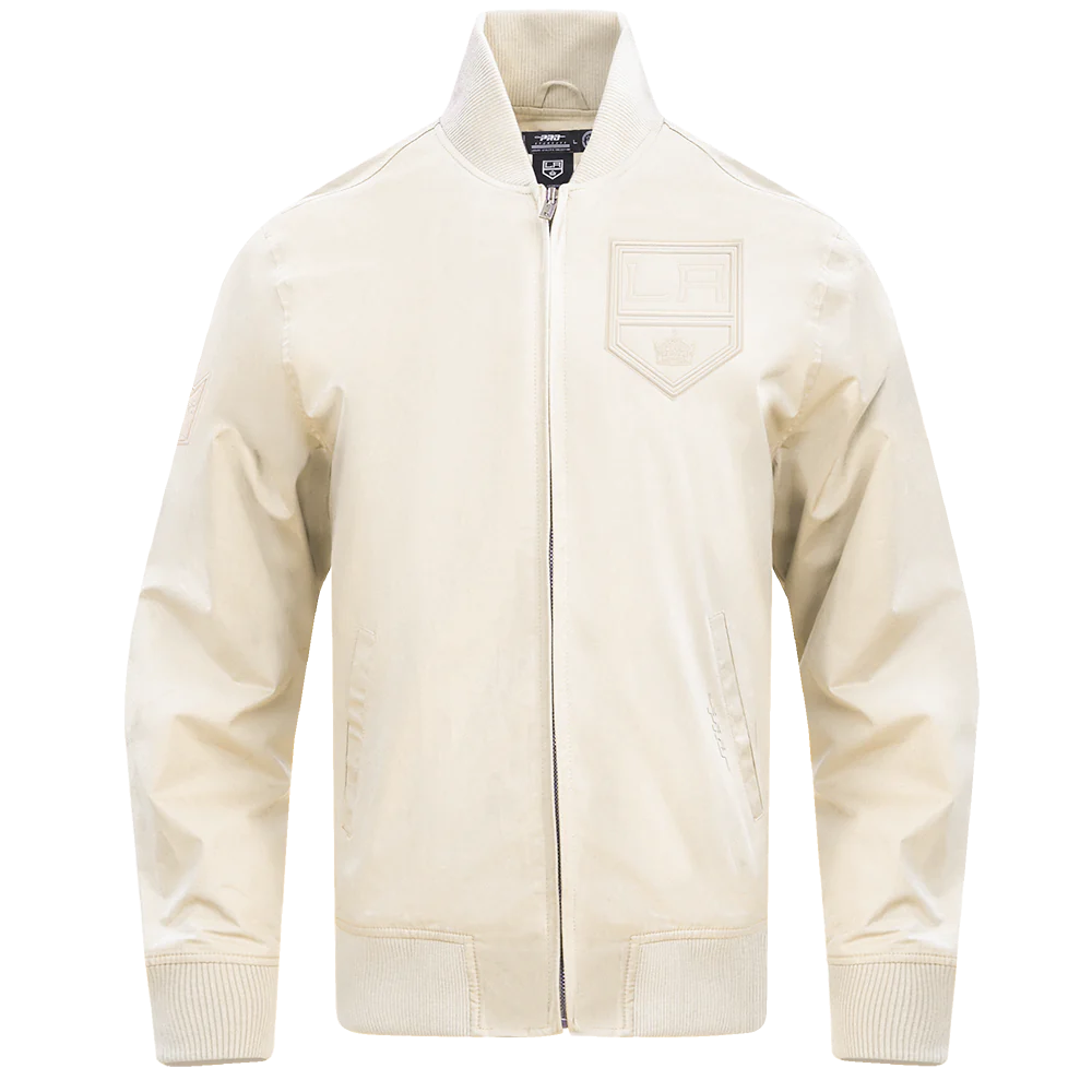 Los Angeles Kings Neutral Twill Cream Satin Varsity Jacket