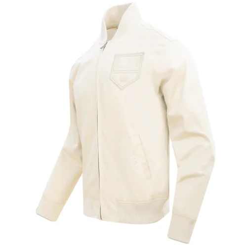 Alternative view of Los Angeles Kings Neutral Twill Cream Satin Varsity Jacket