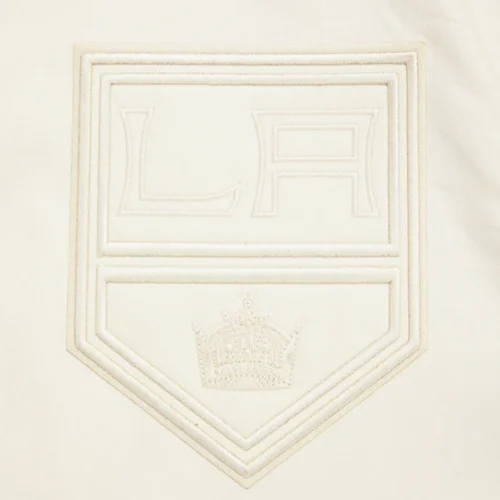 Los Angeles Kings Neutral Twill Cream Satin Varsity Jacket - Image 5