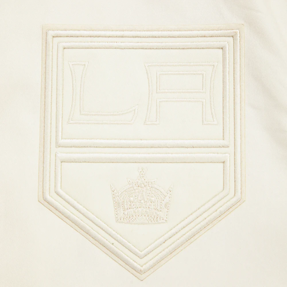 Los Angeles Kings Neutral Twill Cream Satin Varsity Jacket - Image 5