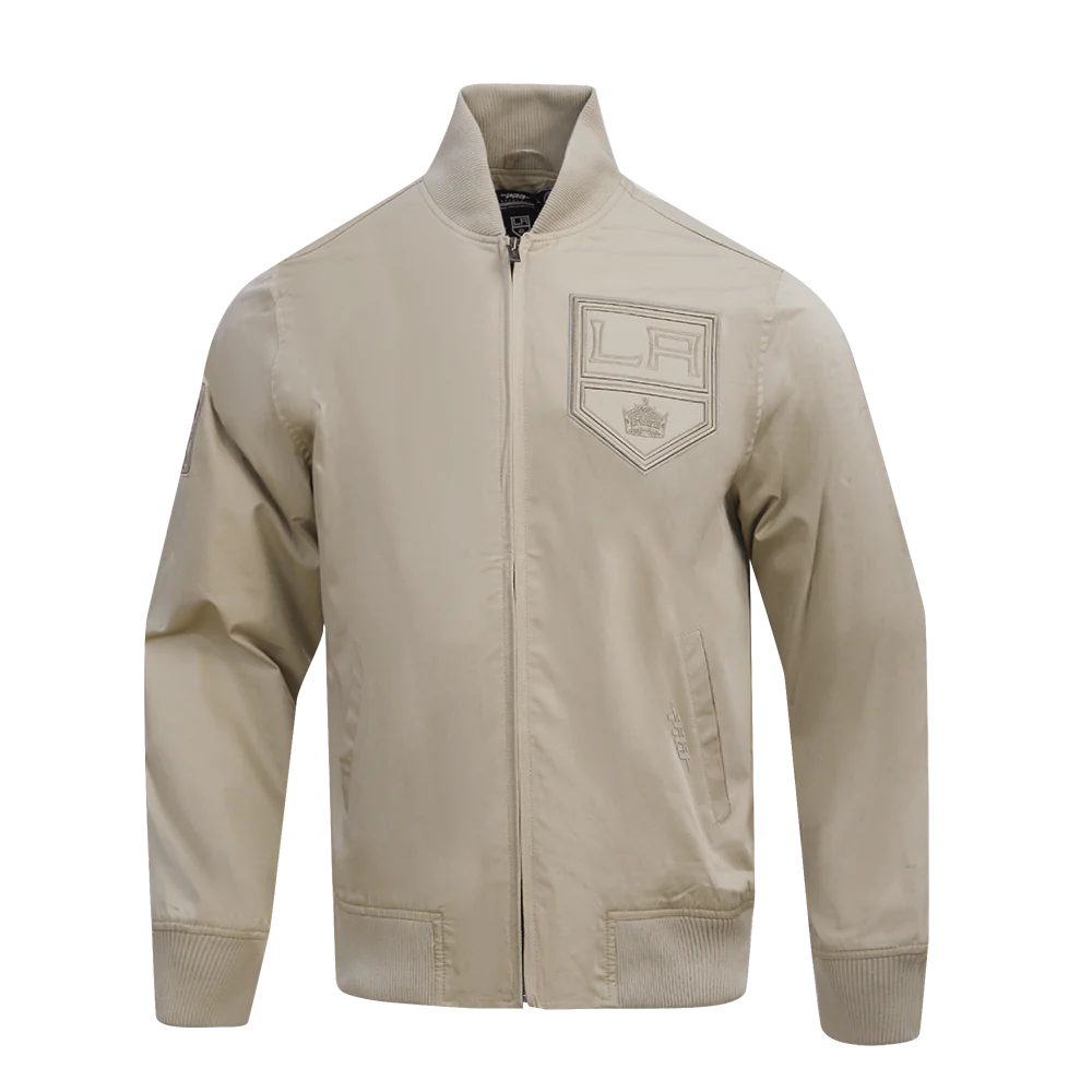 Los Angeles Kings Neutral Twill Taupe Satin Varsity Jacket