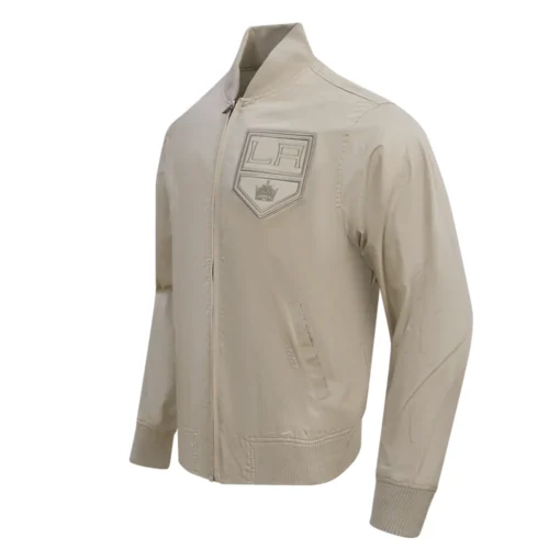 Alternative view of Los Angeles Kings Neutral Twill Taupe Satin Varsity Jacket