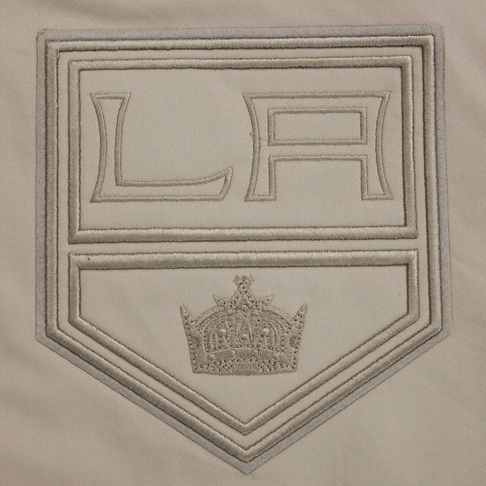 Los Angeles Kings Neutral Twill Taupe Satin Varsity Jacket - Image 5