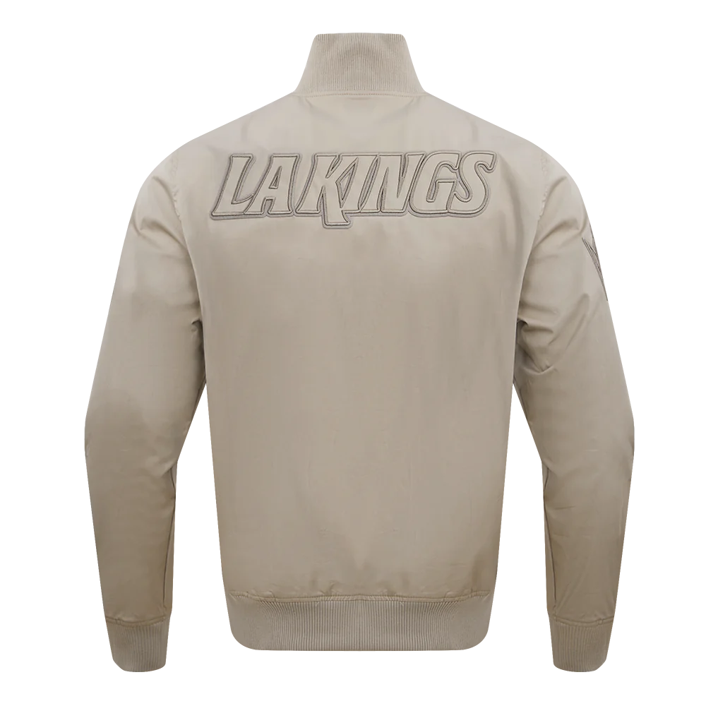 Los Angeles Kings Neutral Twill Taupe Satin Varsity Jacket - Image 4