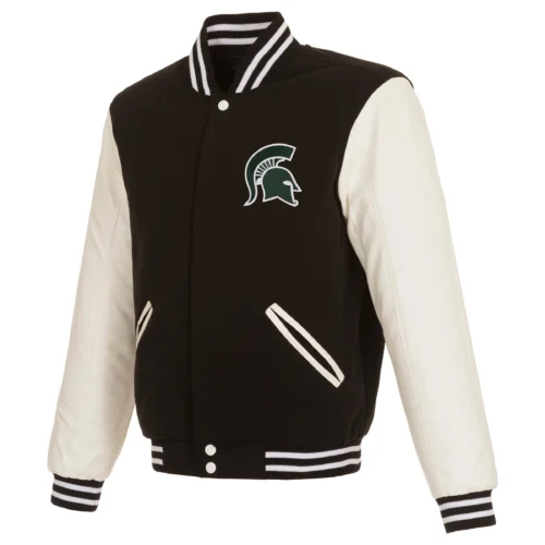 Michigan State Spartans Black/White Spartans Two Tone Varsity Jacket