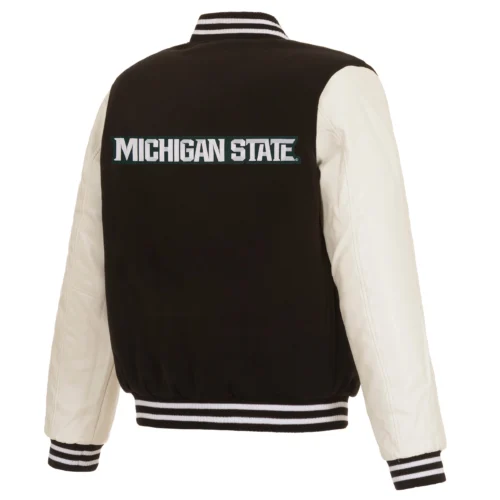 Alternative view of Michigan State Spartans Black/White Spartans Two Tone Varsity Jacket