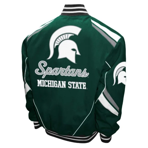 Alternative view of Michigan State Spartans Stout Green Full-Snap Varsity Jacket