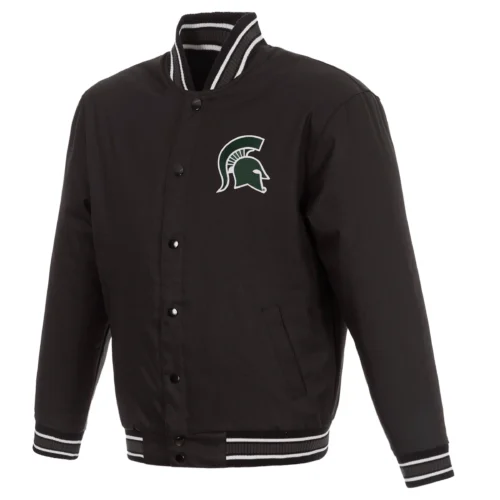 Michigan State Spartans One Color  Black Varsity Jacket
