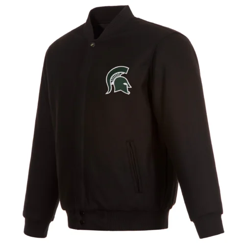 Michigan State Spartans One Color Wool Varsity Black Jacket