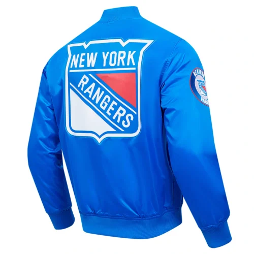 Alternative view of New York Rangers Classic Satin Varsity Jacket - Blue