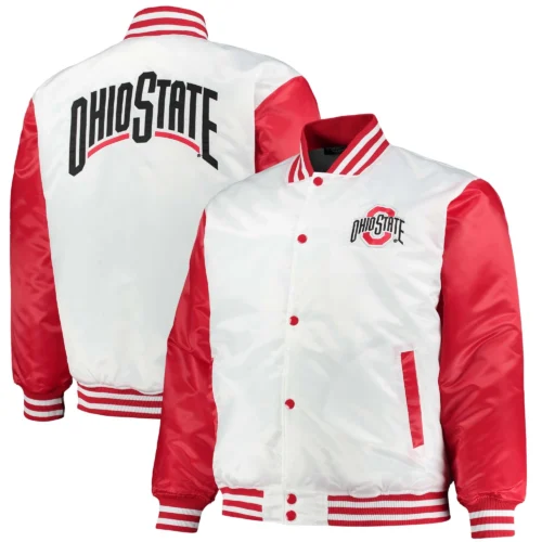 Ohio State Buckeyes Big & Tall Full-Snap Satin Varsity Jacket - Image 3