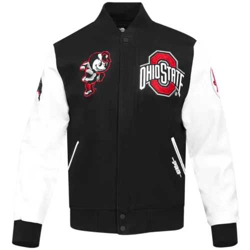 Ohio State Buckeyes Classic Black Wool & Leather Varsity Jacket