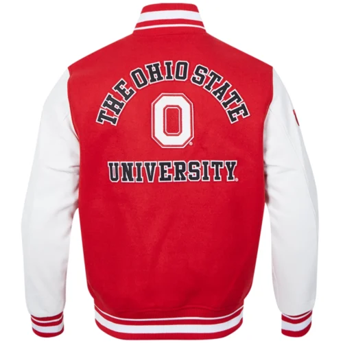 Alternative view of Ohio State Buckeyes Classic Red Wool & Leather Varsity Jacket