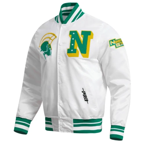 Norfolk State Spartans Classic Satin Varsity White Jacket - Image 3