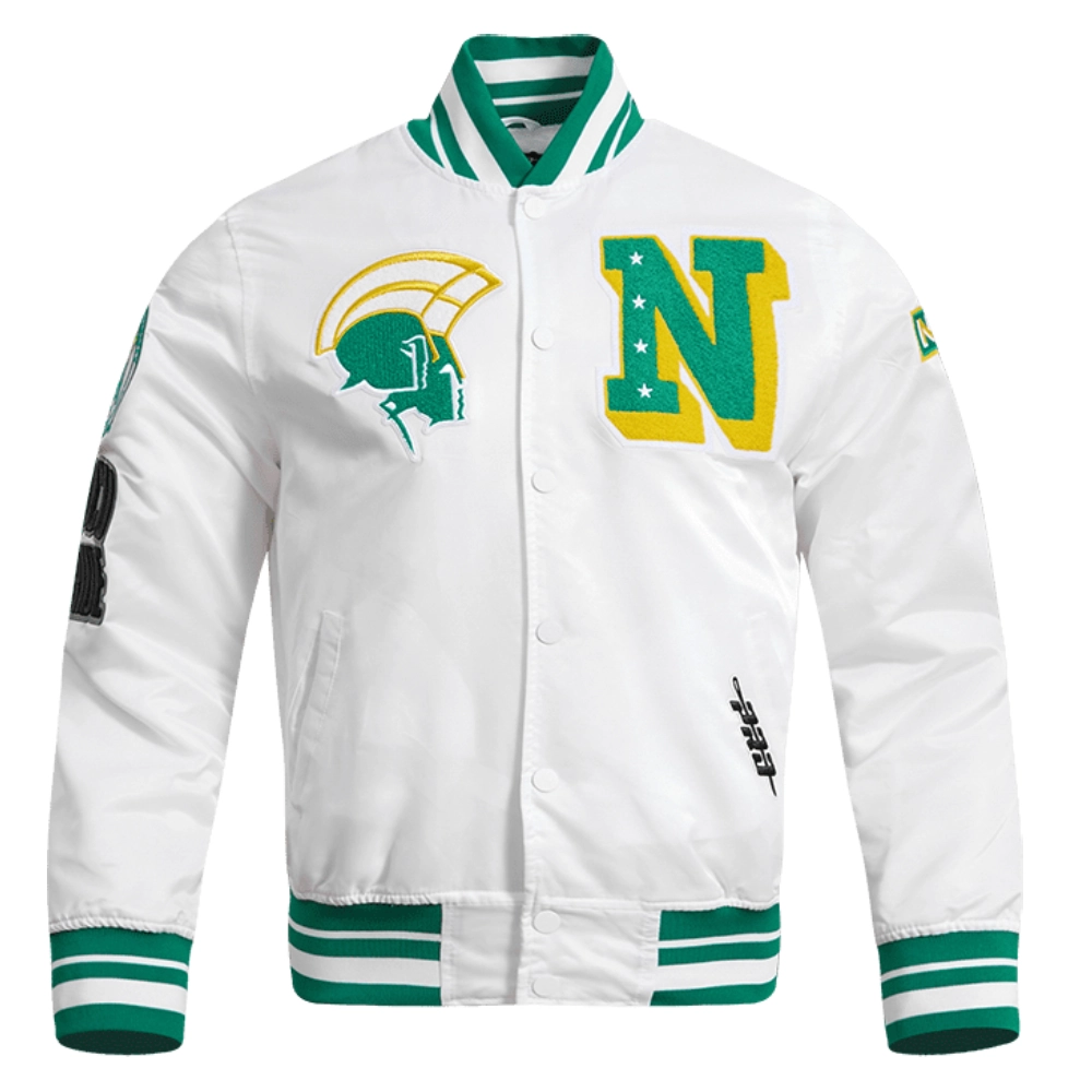 Norfolk State Spartans Classic Satin Varsity White Jacket