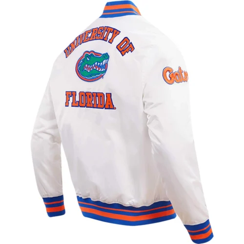 Alternative view of Florida Gators Classic White Full-Snap Satin Varsity Jacket