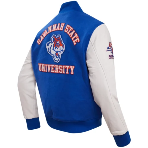 Savannah State Tigers Classic Wool & Leather Varsity Jacket - Image 3