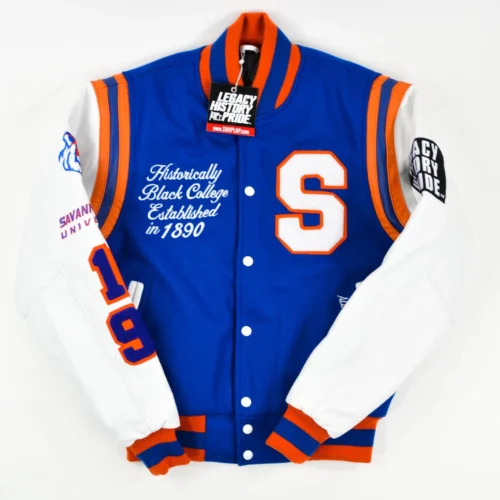Savannah State Tigers Full-Snap Motto 2.0 Wool & Leather Varsity Jacket
