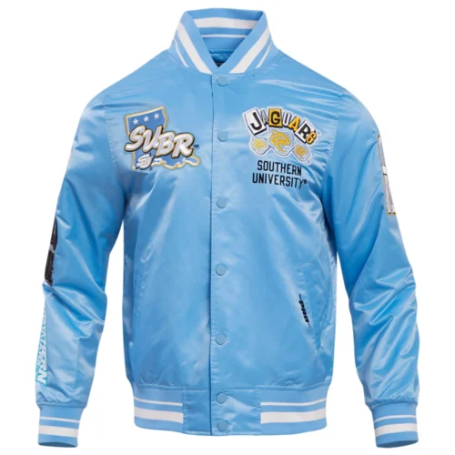 Southern Jaguars Homecoming Rib Knitted Satin Varsity Jacket