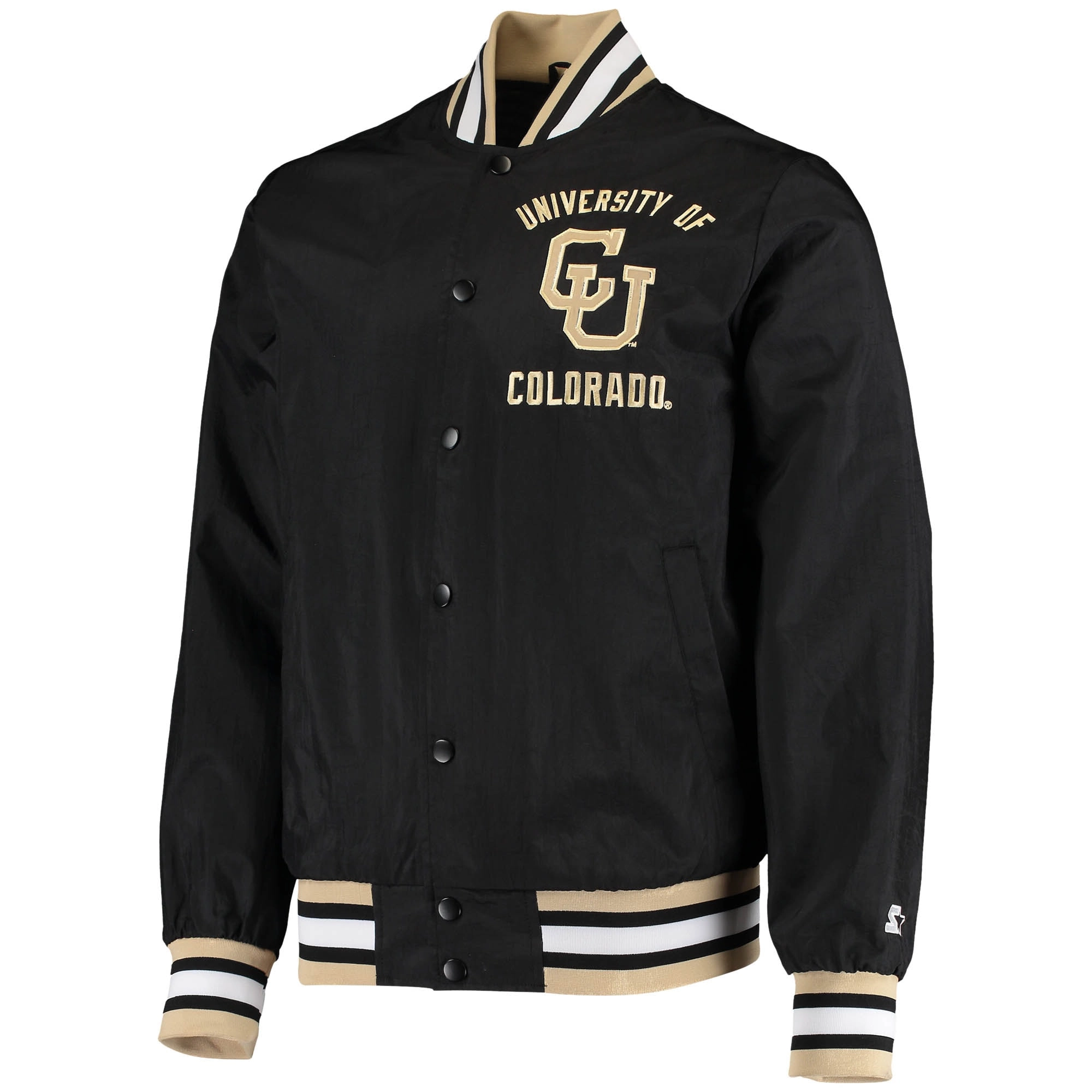 Colorado Buffaloes Black The Jet III Full-Snap Satin Varsity Jacket