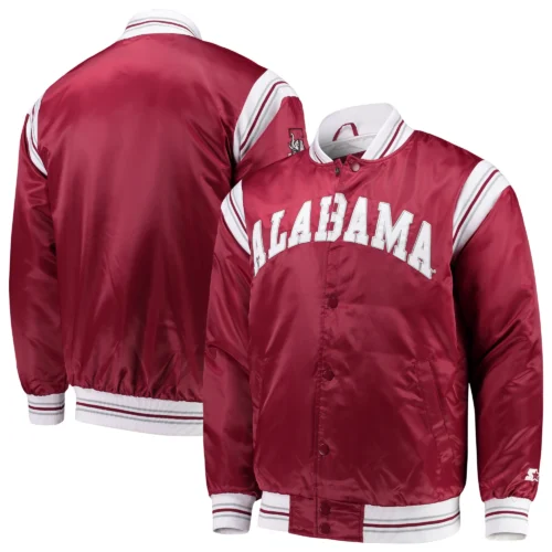 Alabama Crimson Tide The Enforcer Full-Snap Satin Varsity Jacket - Image 3