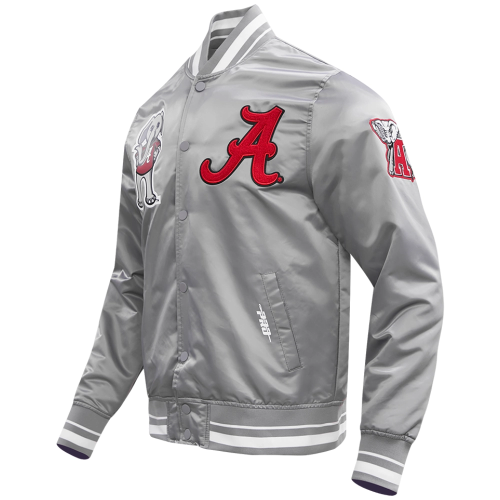 Alabama Crimson Tide Classic Rib Knitted Satin Varsity Jacket - Image 3