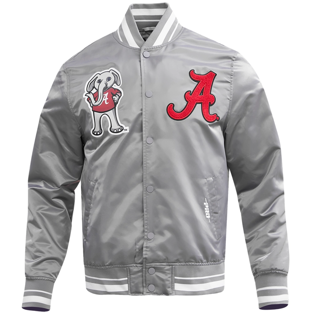 Alabama Crimson Tide Classic Rib Knitted Satin Varsity Jacket