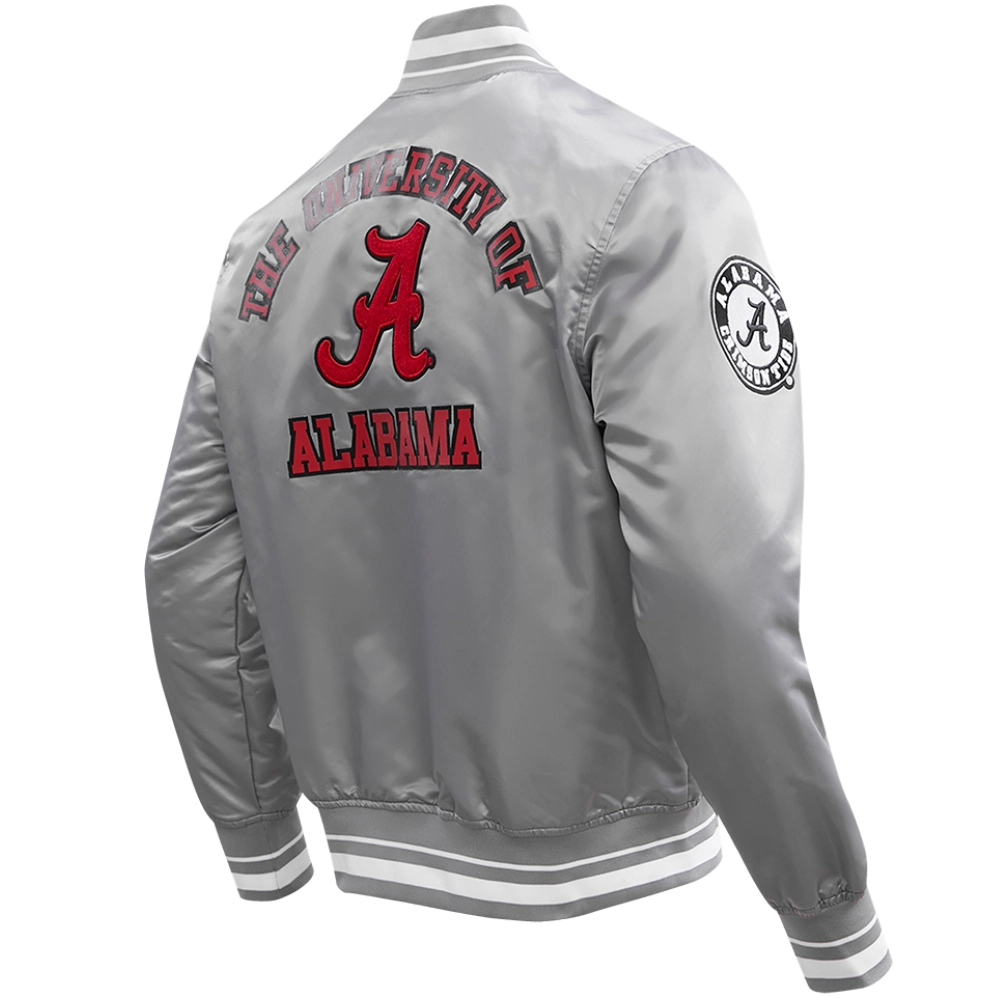 Alabama Crimson Tide Classic Rib Knitted Satin Varsity Jacket - Image 4