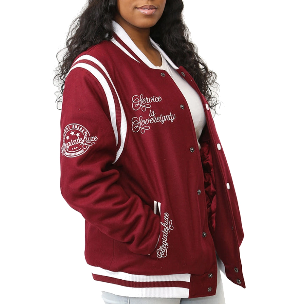 Alabama Crimson Tide Classic Rib Knitted Wool Bomber Varsity Jacket - Image 4