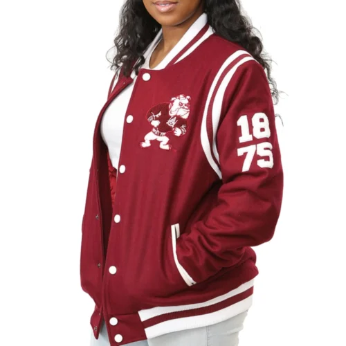 Alabama Crimson Tide Classic Rib Knitted Wool Bomber Varsity Jacket - Image 3