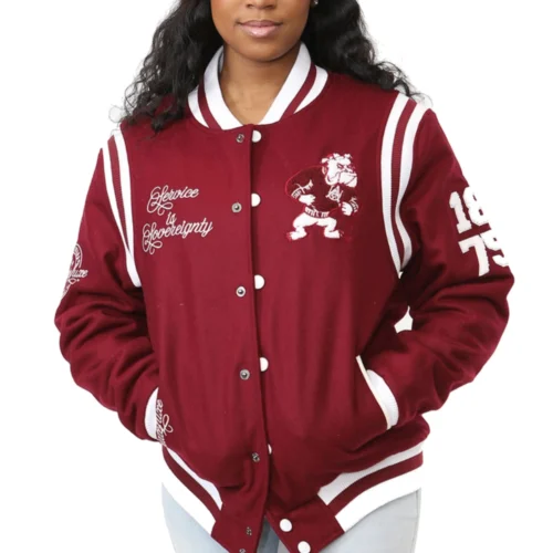 Alabama Crimson Tide Classic Rib Knitted Wool Bomber Varsity Jacket