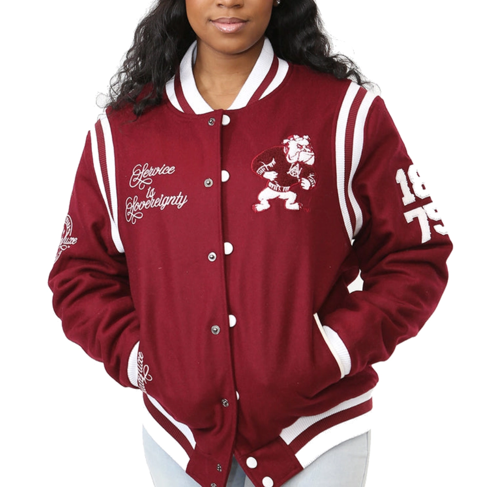 Alabama Crimson Tide Classic Rib Knitted Wool Bomber Varsity Jacket