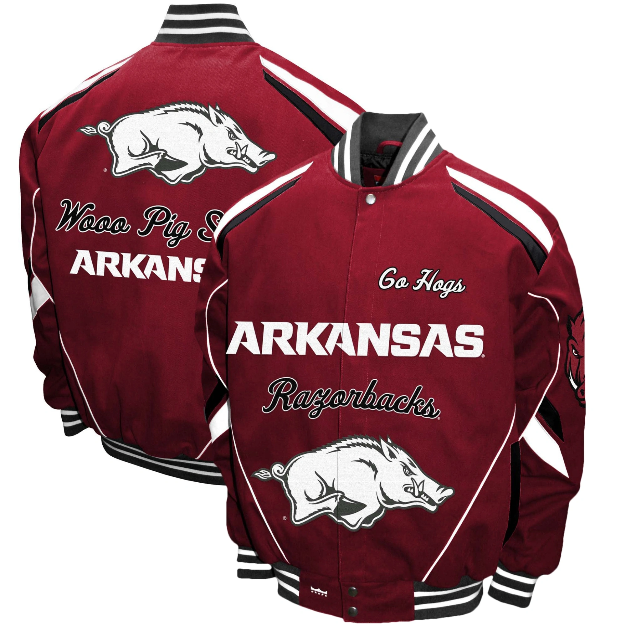 Arkansas Razorbacks Stout Twill Bomber Varsity Jacket - Image 3