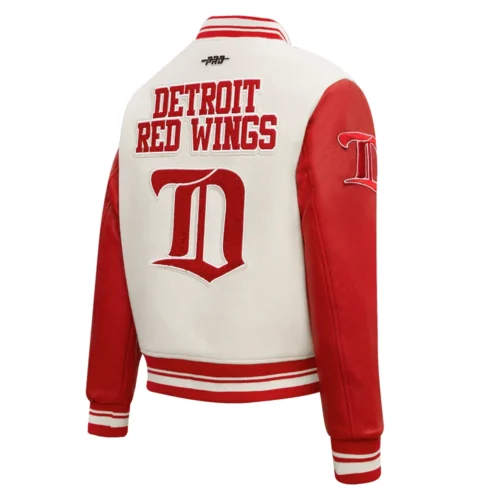 Detroit Red Wings Retro Classic Women's Wool & Leather Varsity Jacket - Image 3