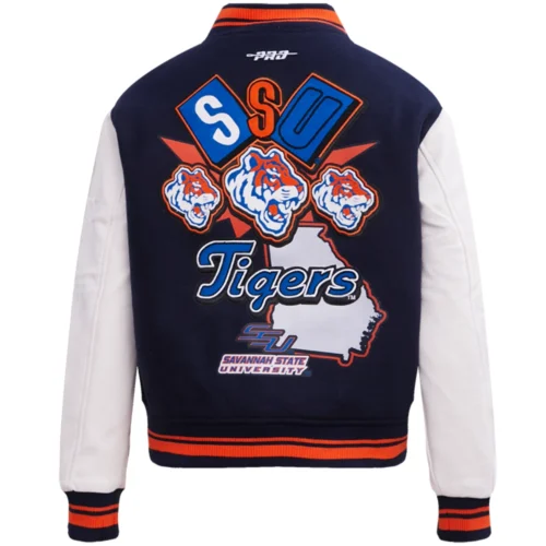 Alternative view of Women's Savannah State Tigers Homecoming Wool & Leather Varsity Jacket
