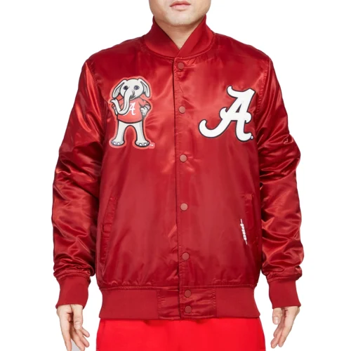 Alabama Crimson Tide Classic Full-Snap Satin Varsity Red Jacket