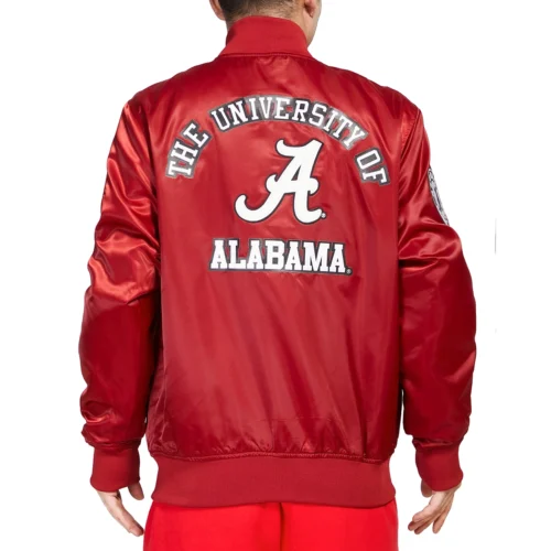 Alternative view of Alabama Crimson Tide Classic Full-Snap Satin Varsity Red Jacket